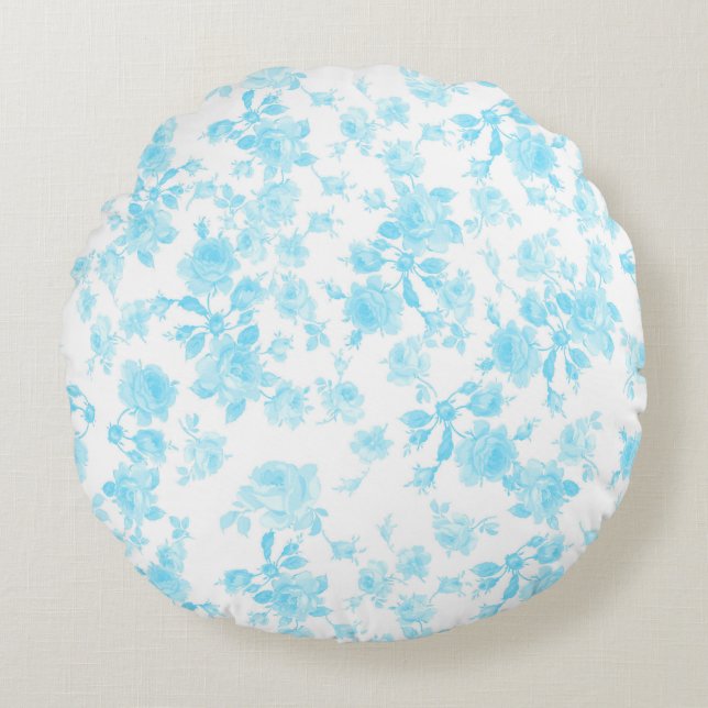 Outdoor Pillow Saint Colette Juni Rose Capri blau Rundes Kissen (Vorderseite)