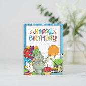Outdoor Robot Birthday lädt ein Postkarte (Stehend Vorderseite)