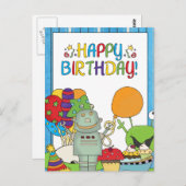 Outdoor Robot Birthday lädt ein Postkarte (Vorne/Hinten)