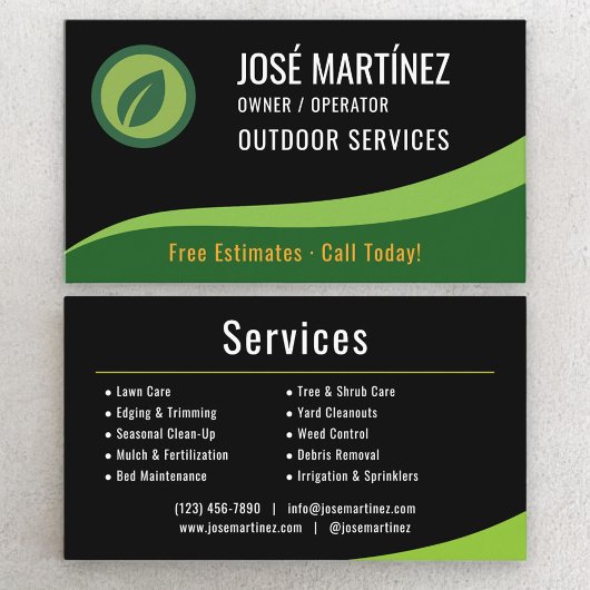 Outdoor Services Landscaping Lawn Care Visitenkarte