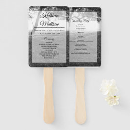 Outdoor Shade Black & White Wedding Programm Fächer