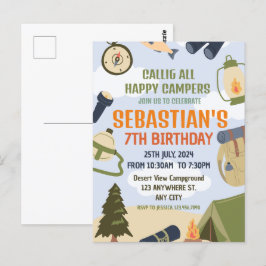 Outdoor Smores Camp zum Geburtstag Postkarte