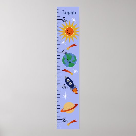 Outdoor Space Rockets Growth Chart Behalte bei 8x4 Poster (Vorne)