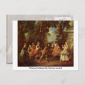 Outdoor-Spiel von Nicolas Lancret Postkarte (Vorne/Hinten)