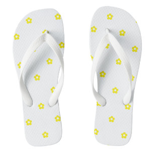 Outdoor Strand Gelbe Blumen Gedruckte Weiße Riemen Badesandalen