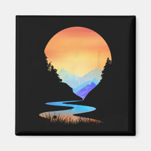 Outdoor Sunset Vintage Berge Sonnenschein Magnet