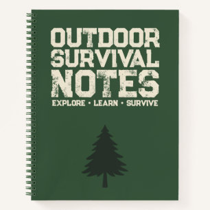Outdoor Survival Notes Grüner Wald Notizbuchcover Notizblock