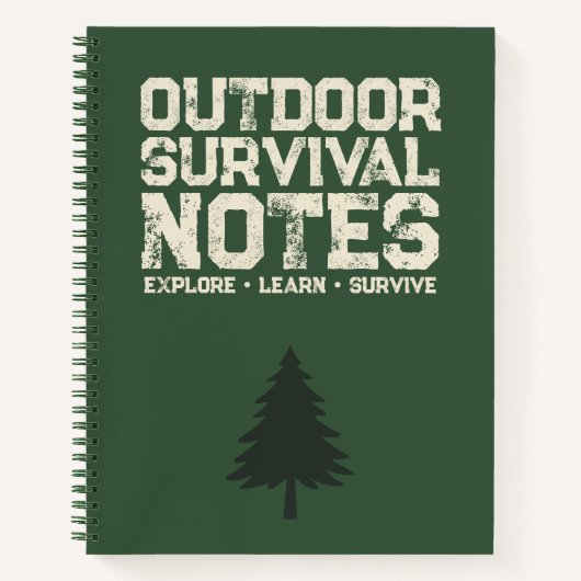 Outdoor Survival Notes Grüner Wald Notizbuchcover Notizblock (Vorderseite)
