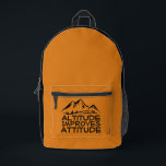 Outdoor Trail Adventure yellow black Backpack Bedruckter Rucksack<br><div class="desc">Ready for a backpack that's as awesome as you? This black hiking backpack is totally calling your name! The bright orange side panels give it a seriously stylish vibe, and the "Altitude Improves Attitude" mountain design on the front is just plain fun. And get this – it's so lightweight, you'll...</div>