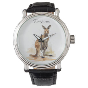 Outdoor Wanderer: Wasserfarbe Kangaroo Brauch Armbanduhr