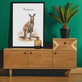 Outdoor Wanderer: Wasserfarbe Kangaroo Brauch Poster