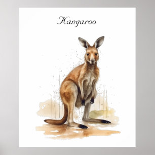 Outdoor Wanderer: Wasserfarbe Kangaroo Brauch Poster