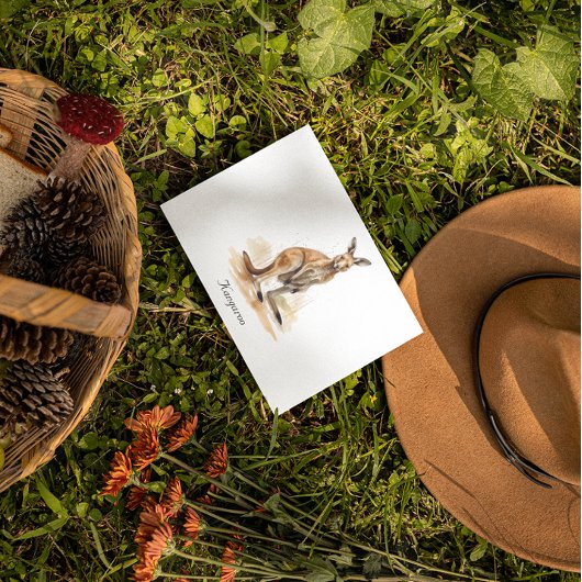 Outdoor Wanderer: Wasserfarbe Kangaroo Brauch Postkarte