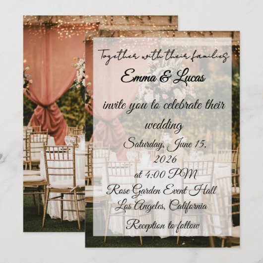 Outdoor Wedding Reception Table Background Einladung (Vorne/Hinten)