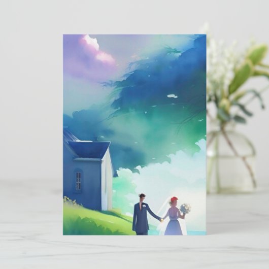 Outdoor Weeding Wasserfarbe Design Lässig Hübsch Einladung (Stehend Vorderseite)