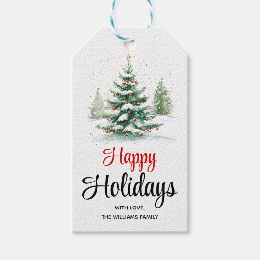 Outdoor Weihnachtsbaum glückliche Feiertage Geschenkanhänger (Vorderseite)