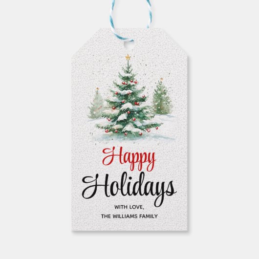 Outdoor Weihnachtsbaum glückliche Feiertage Geschenkanhänger (Rückseite)