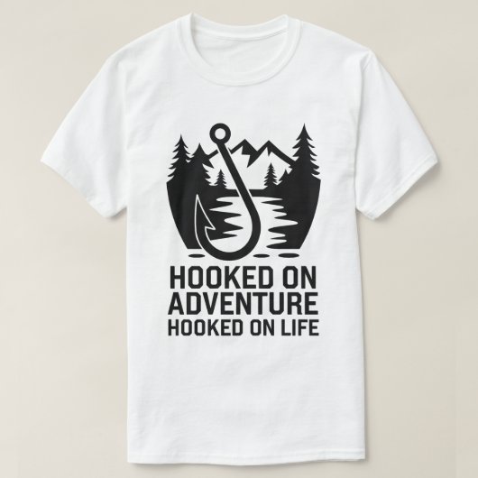 Outdoor Wilderness Fishing Hook Adventure Graphic T-Shirt (Design vorne)