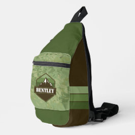 Outdoorabenteurer Grüne & Braun Wanderrouten Crossbody Bag