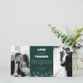 Outdoorgebirge Pine Tree Smaragdes Wedding Foto Dankeskarte (Stehend Vorderseite)