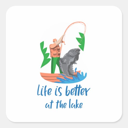 Outdoors Wall Decor | Camping Fishing Poster Quadratischer Aufkleber (Vorderseite)