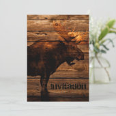 Outdoorsman beunruhigte hölzerne Tierstierelche Einladung (Stehend Vorderseite)