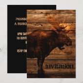 Outdoorsman beunruhigte hölzerne Tierstierelche Einladung (Vorne/Hinten)