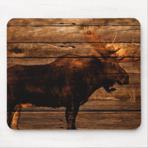 Outdoorsman beunruhigte hölzerne Tierstierelche Mousepad