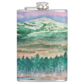 Outdoorsman Flask Monadnock NH Wasserfarben Kunst, Flachmann (Vorderseite)