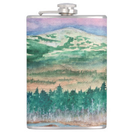 Outdoorsman Flask Monadnock NH Wasserfarben Kunst, Flachmann