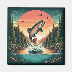 Outdoorsman-Forelle Natur Magnet