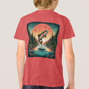 Outdoorsman, personalisierte Forellenlandschaft Tri-Blend Shirt