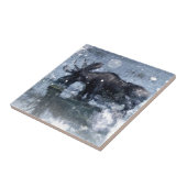 Outdoorsmanwinterwildnistier-Stierelche Fliese (Seite)