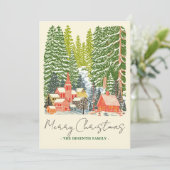 Outdoorsy Bergstadt Linocut Weihnachten (Stehend Vorderseite)