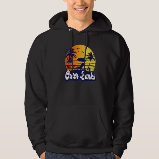 Outer Banks Carolina Sunset Beach Retro Premium Hoodie (Vorderseite)