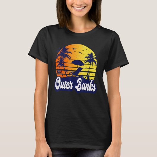 Outer Banks Carolina Sunset Beach Retro T-Shirt (Vorderseite)