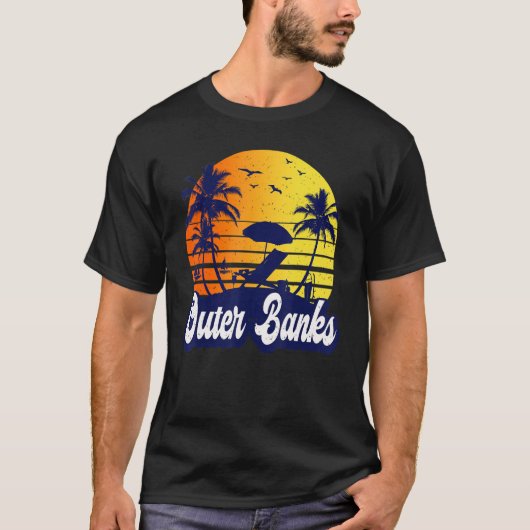 Outer Banks Carolina Sunset Beach Retro T-Shirt (Vorderseite)
