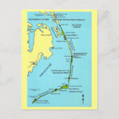 Outer Banks Karte Postkarte (Vorderseite)