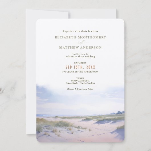 Outer Banks NC Hochzeit Einladung (Vorderseite)