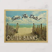 Outer Banks Save The Date Vintage Strand Nautical
