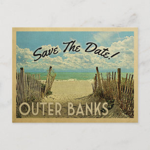 Outer Banks Save The Date Vintage Strand Nautical Ankündigungspostkarte