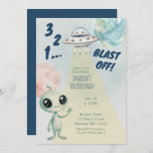 Outer space Alien Boys Third Birthday Einladung (Vorne/Hinten)