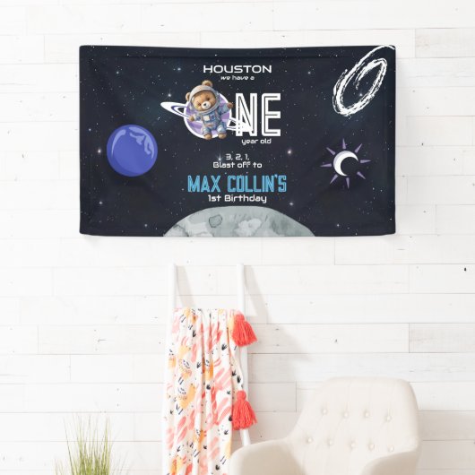 Outer Space Astronaut 1st Birthday Banner (Insitu)