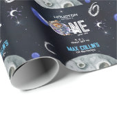 Outer Space Astronaut 1st Birthday Geschenkpapier (Rolleneckpunkt)