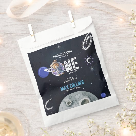 Outer Space Astronaut 1st Birthday Geschenktütchen (Ausgeschnitten)