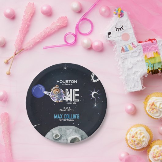 Outer Space Astronaut 1st Birthday Pappteller (Party)