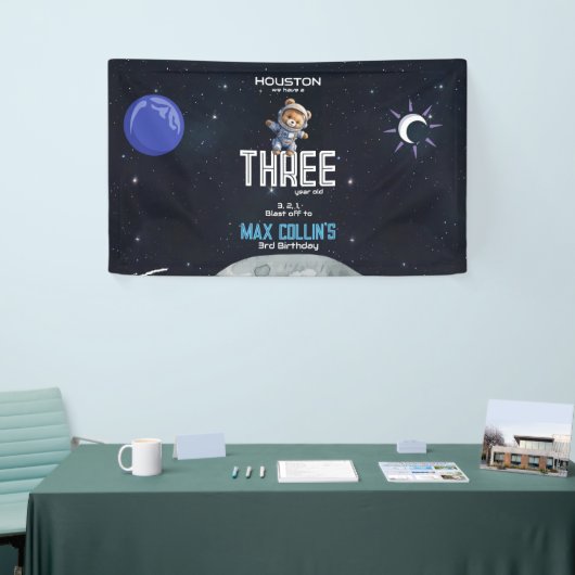 Outer Space Astronaut Any Age Birthday Banner (Messeveranstaltung)