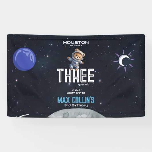 Outer Space Astronaut Any Age Birthday Banner (Horizontal)