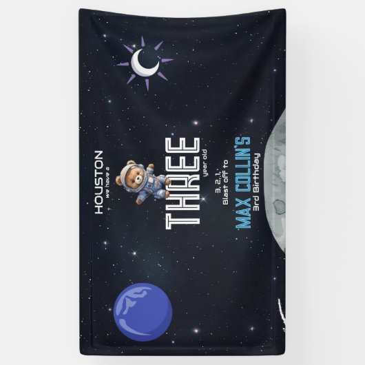 Outer Space Astronaut Any Age Birthday Banner (Vertikal)