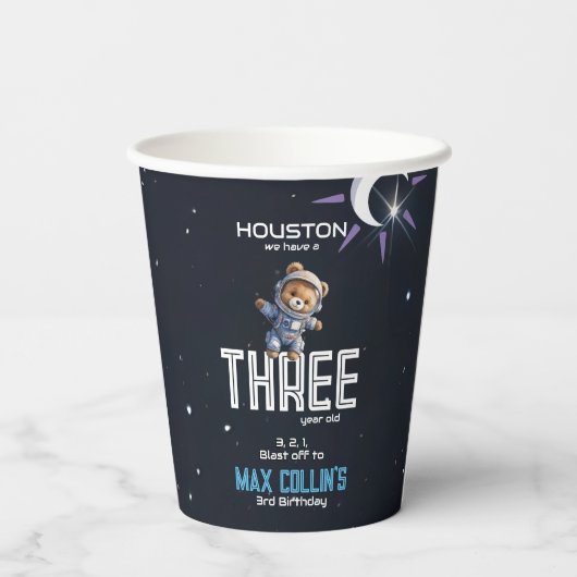 Outer Space Astronaut Any Age Birthday Pappbecher (Rückseite)